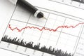 Pen on Stock Price Chart Royalty Free Stock Photo