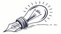 Pen stroke idea flow Lightbulb with pen stroke, artistic expression and creative writing. Vector Design, Generative AI