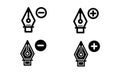 Pen tool with a add remove point linear icon vector, black and white version Royalty Free Stock Photo