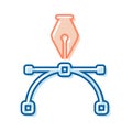 Pen Tool anchor point icon. Vector thin line with flat shadow il