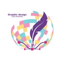 Pen tool cursor. Creative color logo graphic design