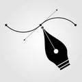 Pen tool cursor and curve control points, isolated on white background. Vector illustration Royalty Free Stock Photo