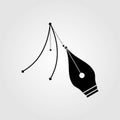 Pen tool cursor and curve control points, isolated on white background. Vector illustration Royalty Free Stock Photo