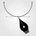 Pen tool cursor and curve control points, isolated on white background. Vector illustration Royalty Free Stock Photo