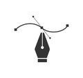 Pen tool cursor. Vector computer graphics. Logo for designer or illustrator. Design icon. The curve control points. Royalty Free Stock Photo