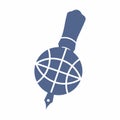 pen tool freehand write global news letter logo and icon