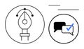 Creative Design Pen Tool and Chat Bubbles with Checkmark Representing Feedback and Approval Royalty Free Stock Photo