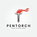 pen torch logo vector illustration design line art logo minimalist