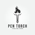 pen torch logo vector illustration design line art logo minimalist