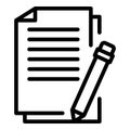 Pen training paper icon, outline style Royalty Free Stock Photo