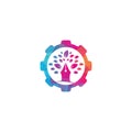 Pen tree gear shape concept logo design template. Royalty Free Stock Photo