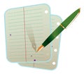 Pen with two notebook sheets Royalty Free Stock Photo