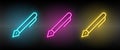 pen vector icon yellow, pink, blue neon set. Tools vector icon Royalty Free Stock Photo