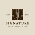 pen vintage emblem logo vector illustration template icon graphic design. classic pen sign or symbol for signature concept or