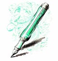 Pen watercolor hand drawn illustration writer
