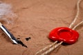 Pen and wax seal stamp Royalty Free Stock Photo