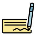 Pen write lease paper icon color outline vector
