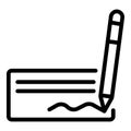 Pen write lease paper icon, outline style Royalty Free Stock Photo