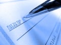Pen Writing Check for Payment of Dollar Amount Pay to the Order of Royalty Free Stock Photo