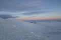 Pen y Fan mountain summit at sunset in winter Royalty Free Stock Photo