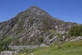 Pen Yr Ole Wen mountain with the A5 road in the Snowdonia National Park, North Wales. Royalty Free Stock Photo