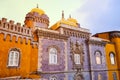 Pena Palace in Sintra, Lisbon, Portugal. Famous landmark. Most beautiful castles in Europe Royalty Free Stock Photo