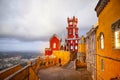 Pena Palace in Sintra, Lisbon, Portugal. Famous landmark. Most beautiful castles in Europe Royalty Free Stock Photo