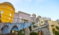 Pena Palace in Sintra, Lisbon, Portugal. Famous landmark. Most beautiful castles in Europe Royalty Free Stock Photo