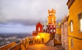 Pena Palace in Sintra, Lisbon, Portugal in the night lights. Famous landmark. Most beautiful castles in Europe Royalty Free Stock Photo