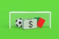 Penalties and sanctions. Money suitcase and soccer tools