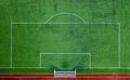 Penalty area top view in soccer field. Royalty Free Stock Photo