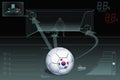 Penalty kick infographic with South Korea soccer ball