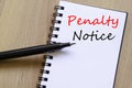 Penalty notice write on notebook Royalty Free Stock Photo
