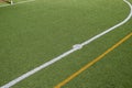 Penalty point of an artificial turf football field Royalty Free Stock Photo