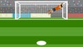 Penalty shot with goalkeeper at soccer