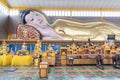PENANG, MALAYSIA, February 15, 2020: Wat Chaiya Mangalaram with popular reclining sleeping Buddha is popular tourism destination