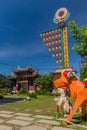 PENANG, MALAYSIA - MARCH 21, 2018: Dog sculptures at the garden of Kek Lok Si Buddhist temple in Penang, Malays Royalty Free Stock Photo