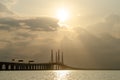 Penang second bridge with golden cloud