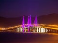 Penang Second Bridge with purple lighting Royalty Free Stock Photo