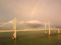 Penang Second Bridge with rainbow Royalty Free Stock Photo