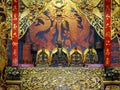 Penang taoist temple art and architecture. God and dragon statues and paintings. Malaysia