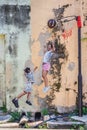 Penang wall artwork named Children Playing Basketball