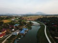 Aerial view Sungai Kulim and Malays fishing village.