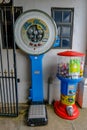 Penarth, Wales - May 21, 2017: WSG coin operated weighing machine on Penarth Pier.