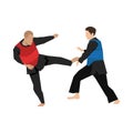 Pencak Silat Athlete Fighting. Martial arts Combat sport