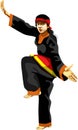 Pencak Silat Indonesian Traditional Martial Art Vector Illustration