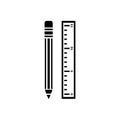 Pencil with ruler vector icon