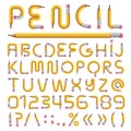 Pencil alphabet with numbers vector illustration Royalty Free Stock Photo