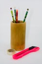Pencil in a bamboo Royalty Free Stock Photo