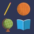 Pencil basketball planet sphere book icon